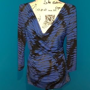 Vince Camuto Twisted, faux wrap blouse w/ruching